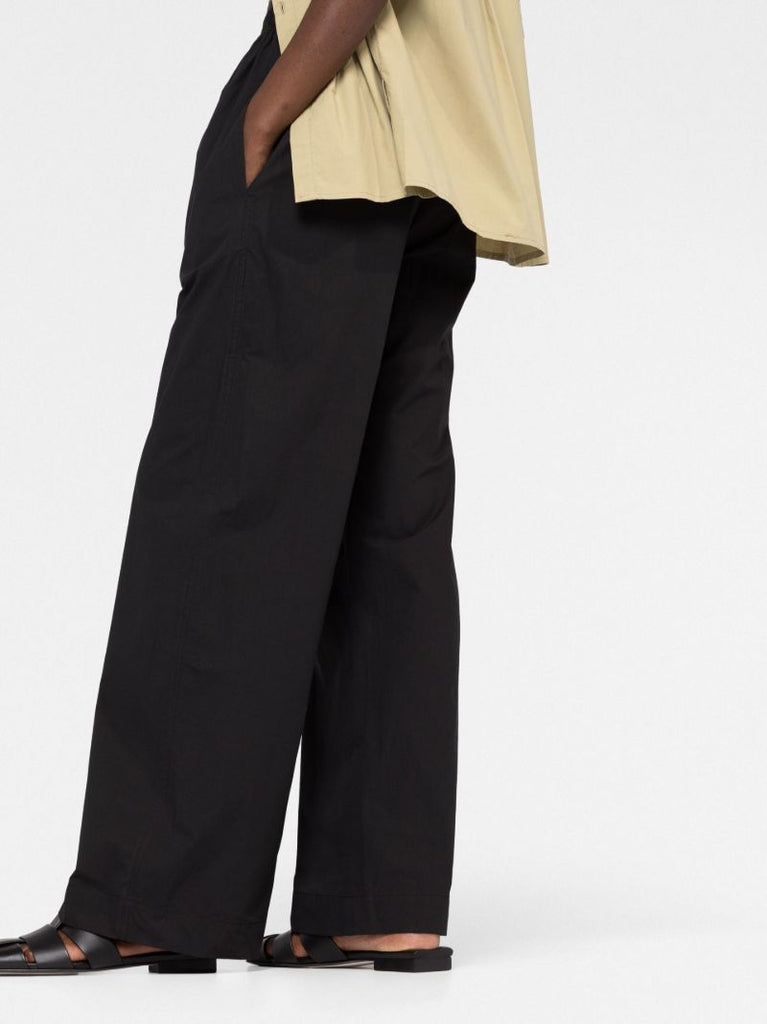 Black Organic Cotton Straight-leg Trousers