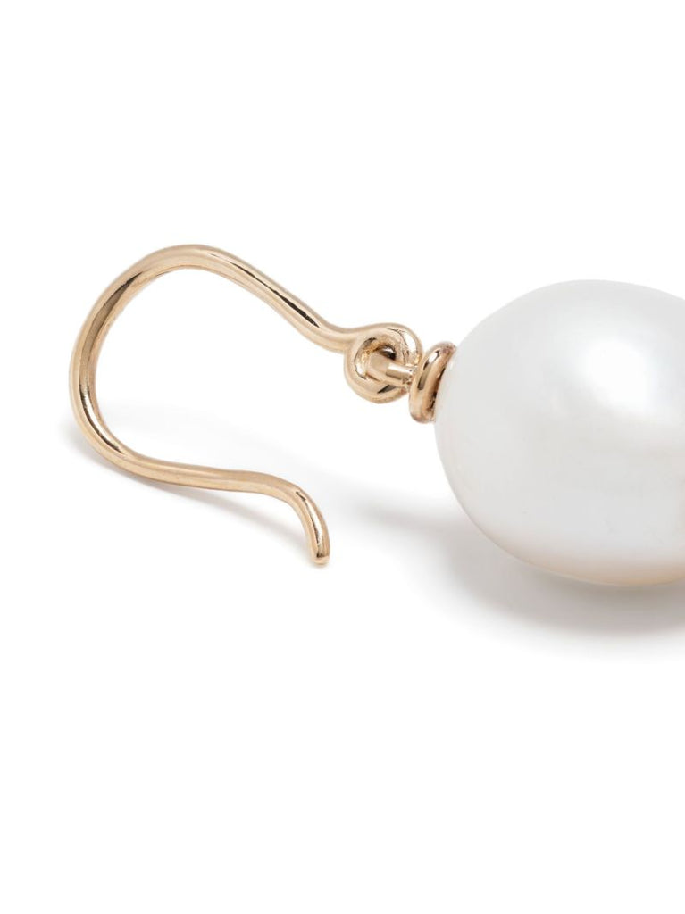 14k Yellow Gold Cocktail Streamer Pearl and Sapphire Single Drop Earring