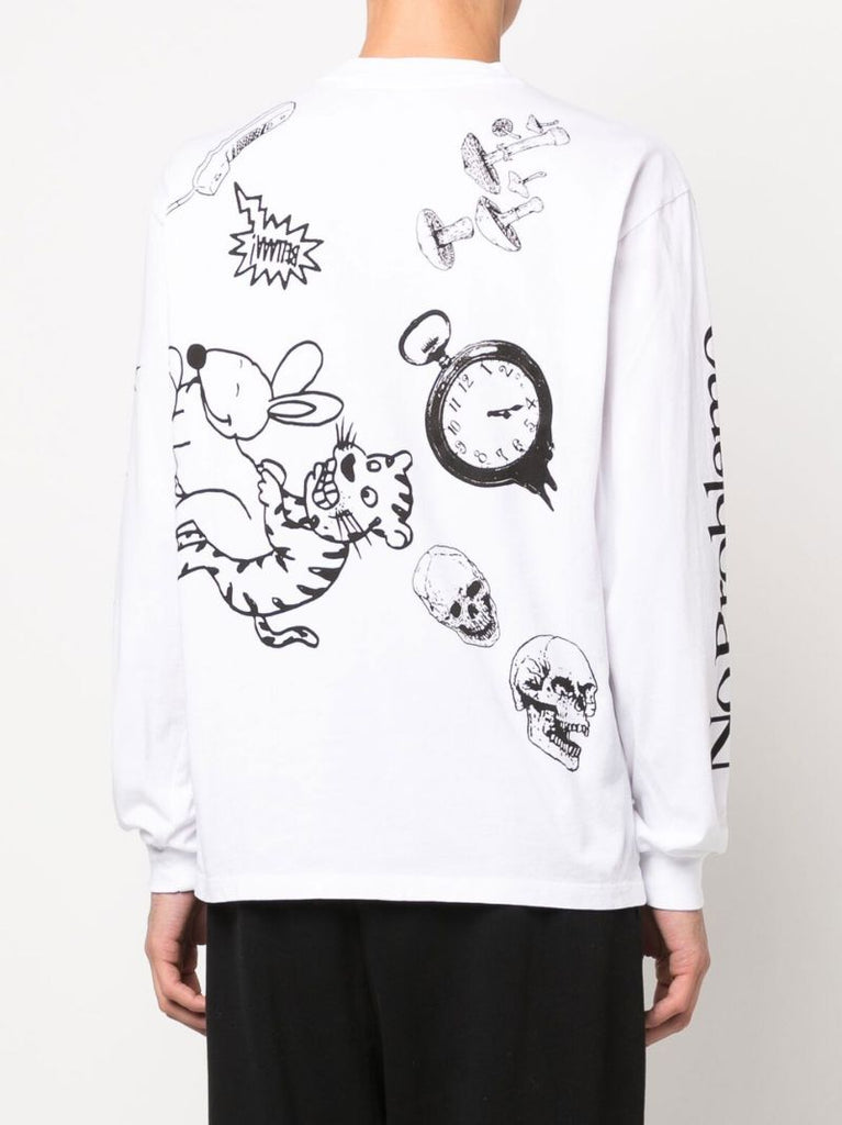White Graphic Print Long Sleeve T-shirt