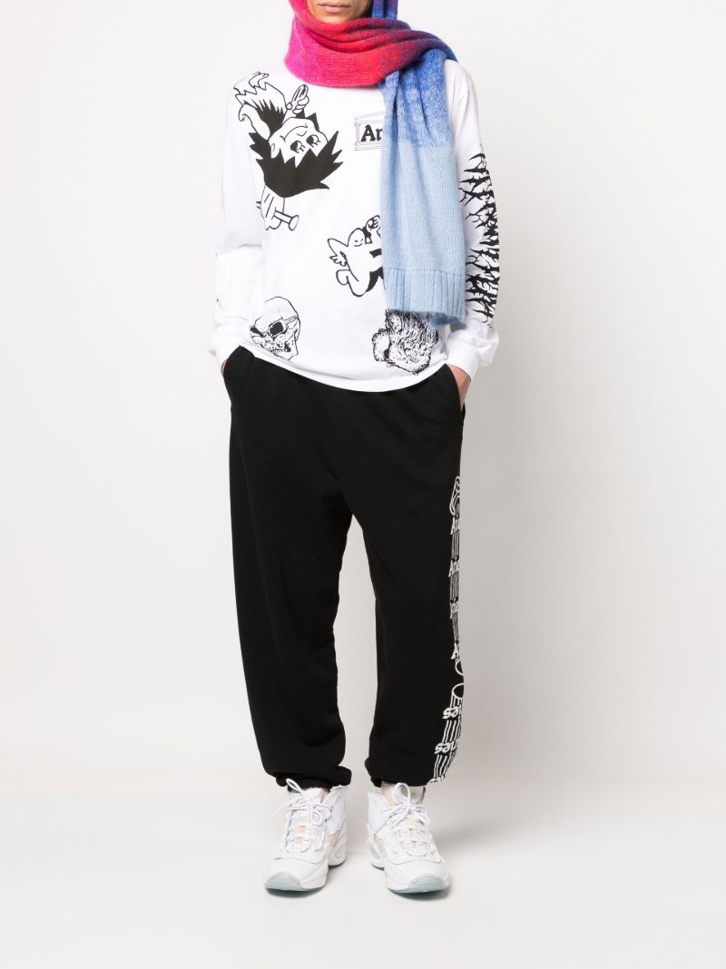 White Graphic Print Long Sleeve T-shirt