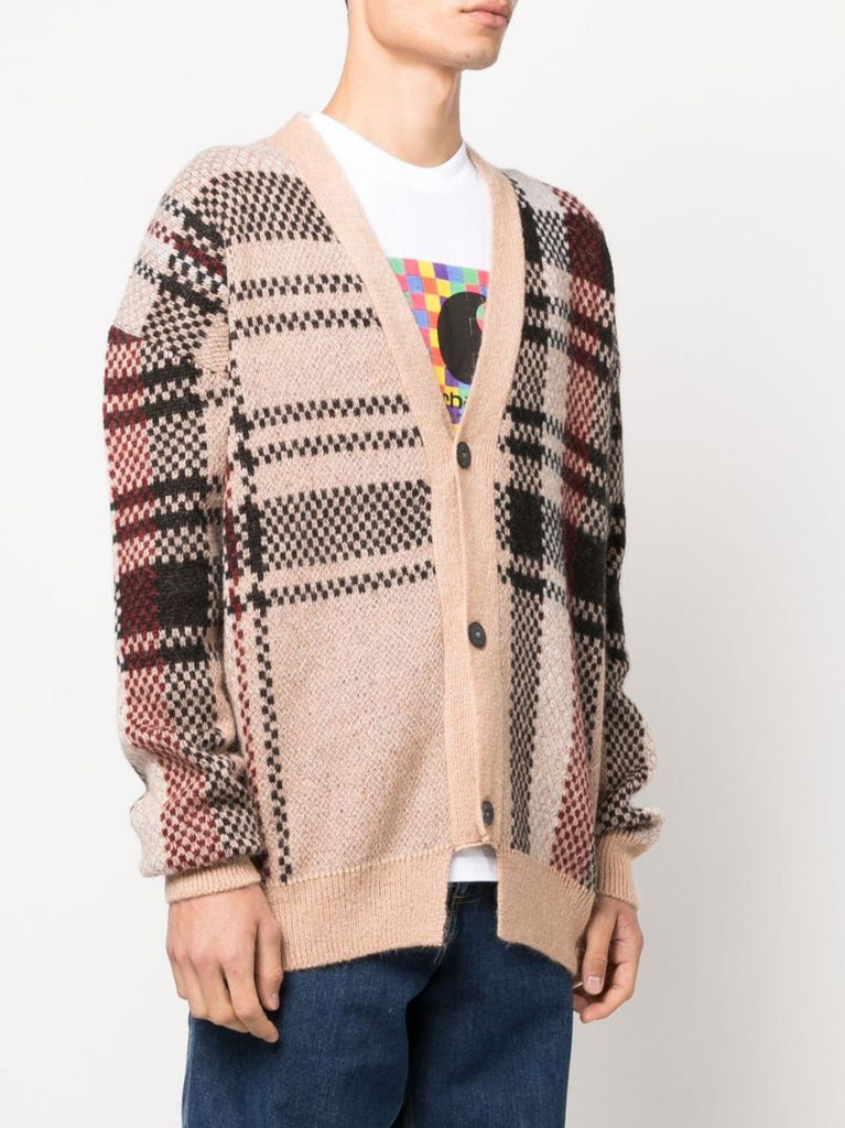 Brown Johnny Plaid Knitted Cardigan