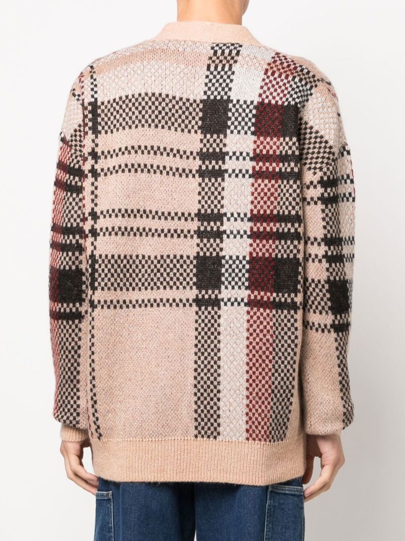 Brown Johnny Plaid Knitted Cardigan