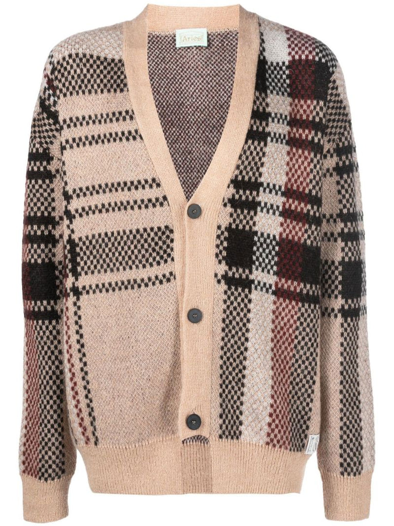 Brown Johnny Plaid Knitted Cardigan