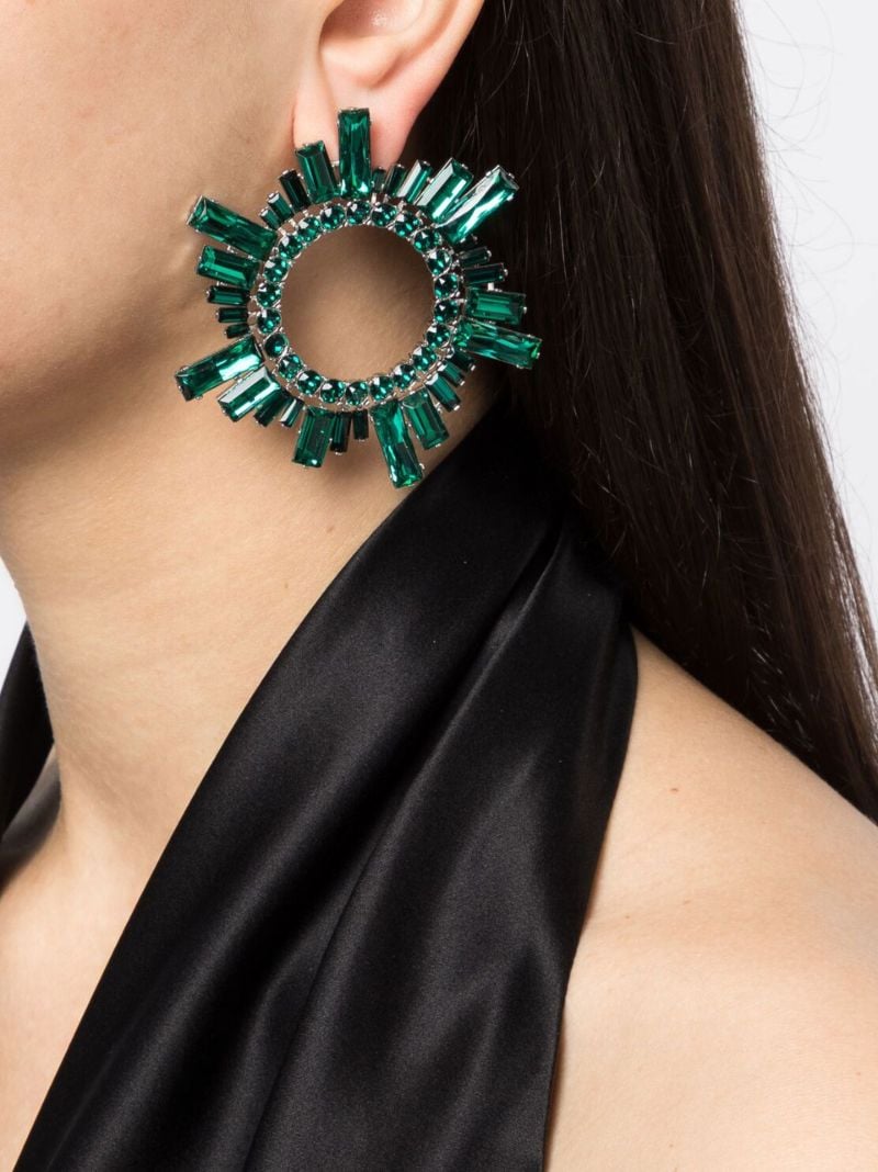 Green Begum Crystal-embellished Earrings