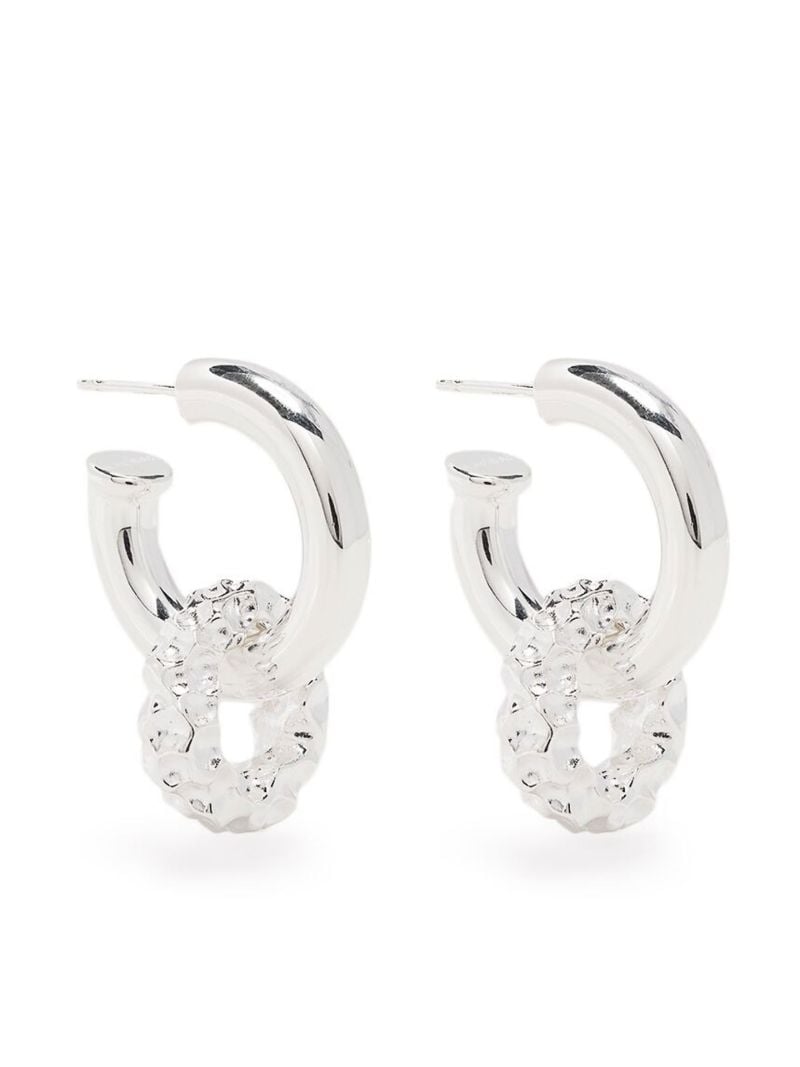 Silver-plated Hammered Hoop Earrings