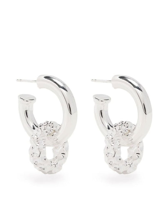 Silver-plated Hammered Hoop Earrings