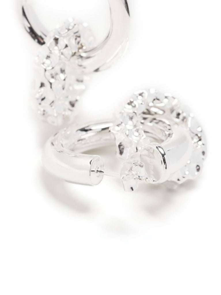Silver-plated Hammered Hoop Earrings