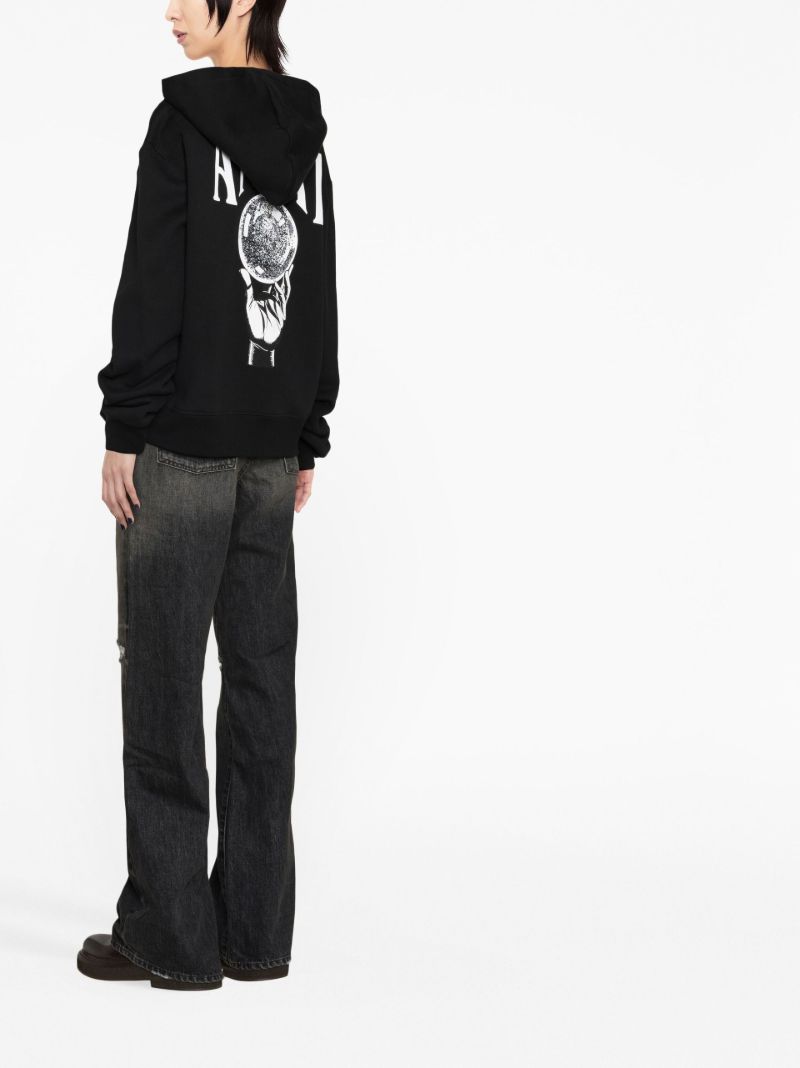 Black Logo Print Cotton Hoodie