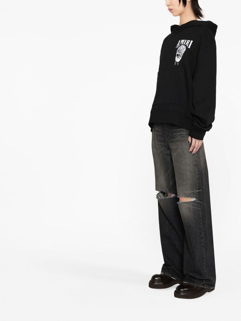 Black Logo Print Cotton Hoodie