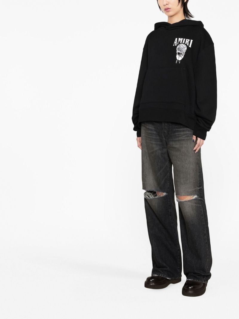 Black Logo Print Cotton Hoodie