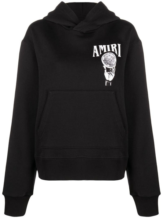 Black Logo Print Cotton Hoodie