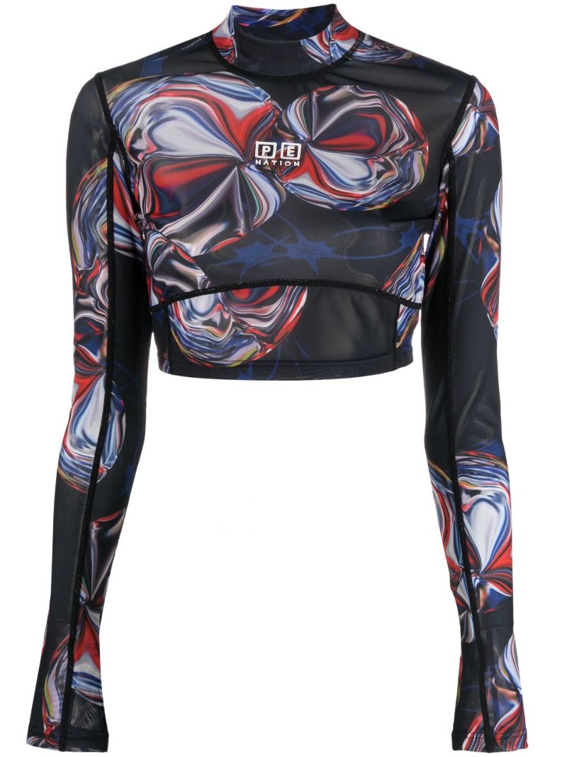 X P.e Nation Black Printed Crop Top