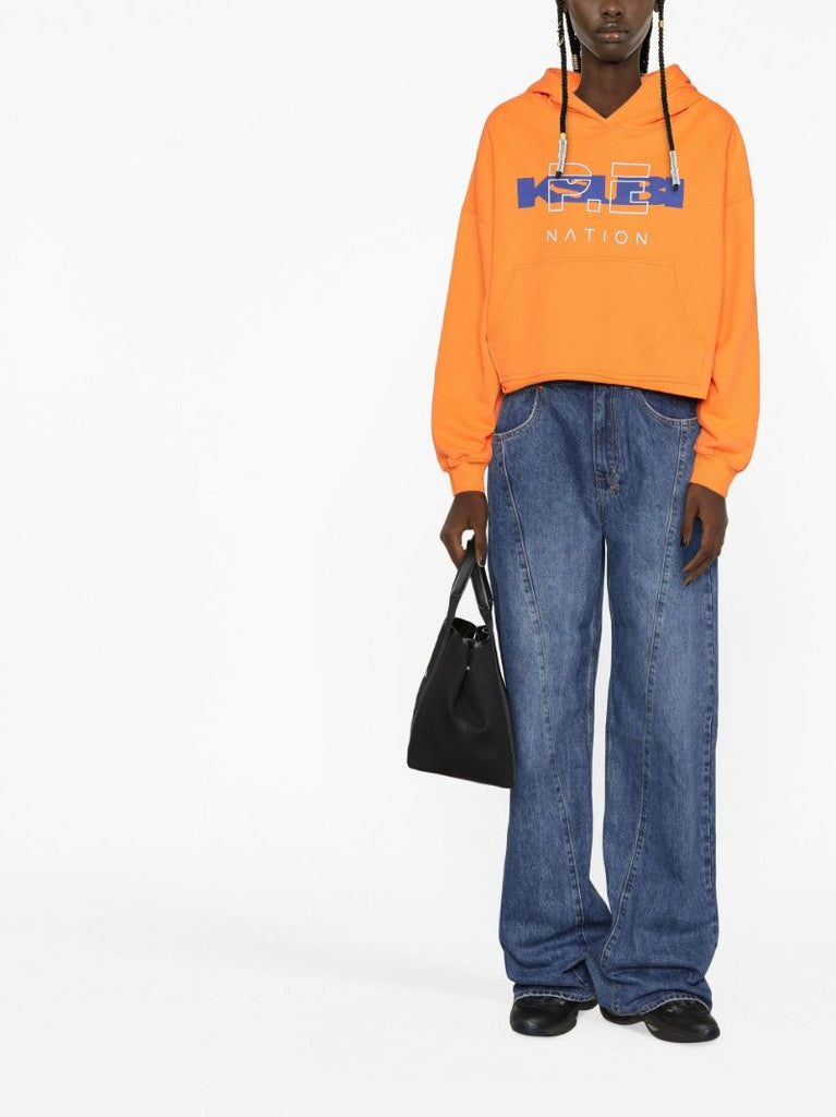 X P.e Nation Orange Logo Cotton Hoodie
