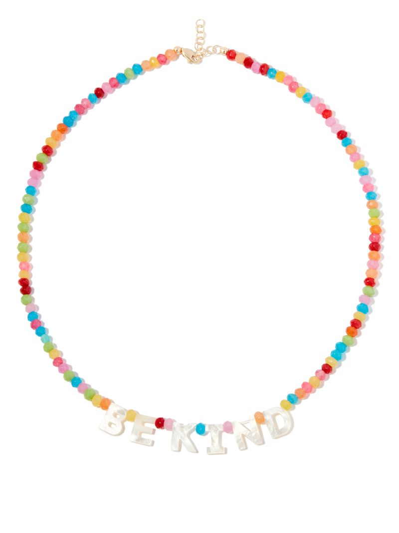14kt Yellow Gold Be Kind Beaded Necklace