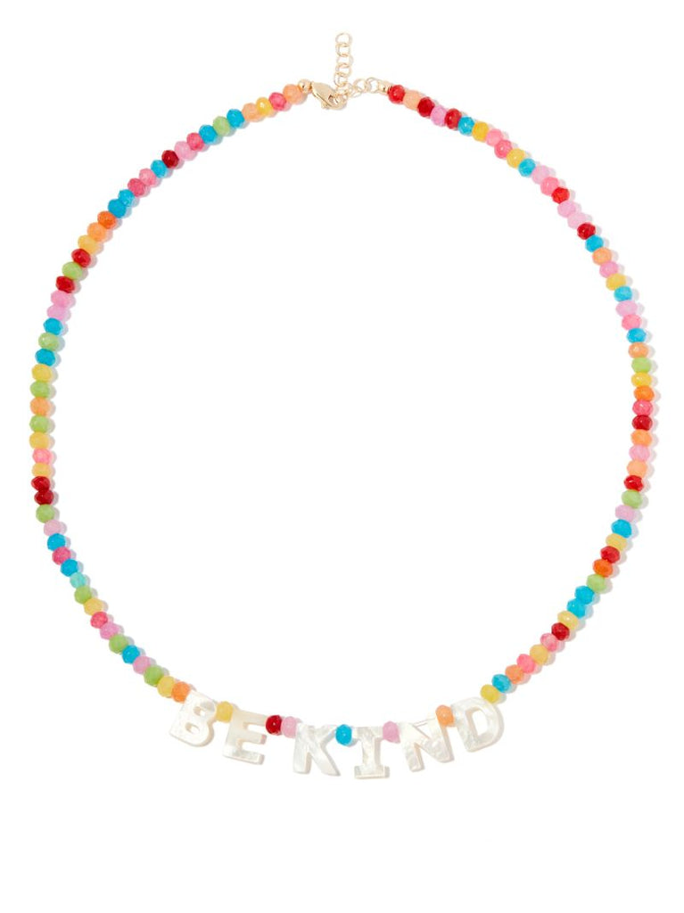 14kt Yellow Gold Be Kind Beaded Necklace