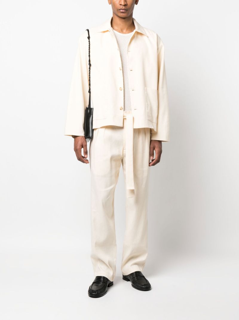 Neutral Tie-waist Tailored Trousers