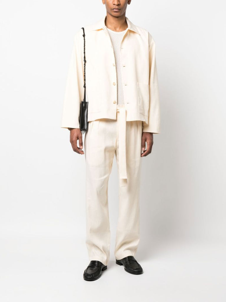 Neutral Tie-waist Tailored Trousers