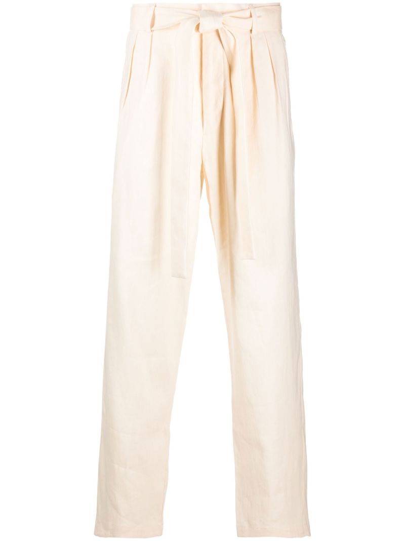 Neutral Tie-waist Tailored Trousers