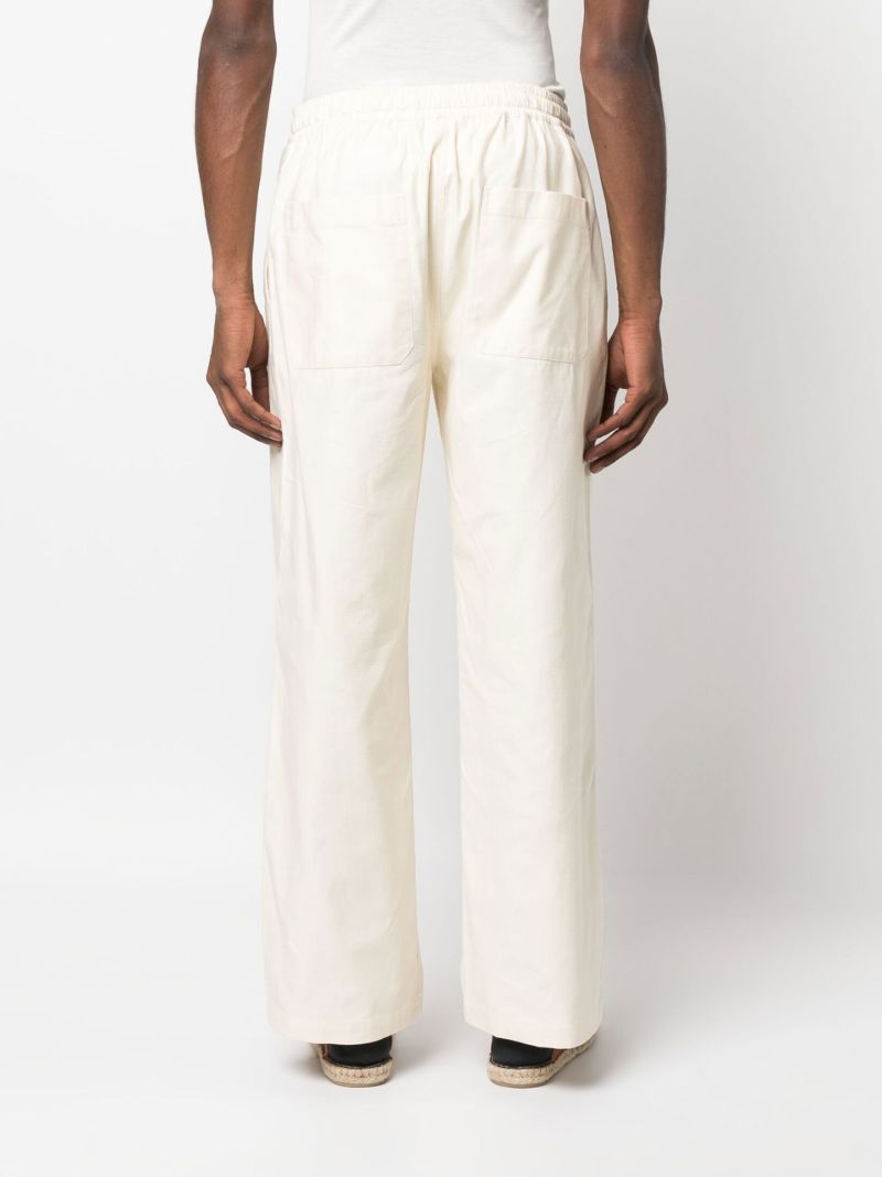 Neutral Drawstring Waist Cotton Trousers