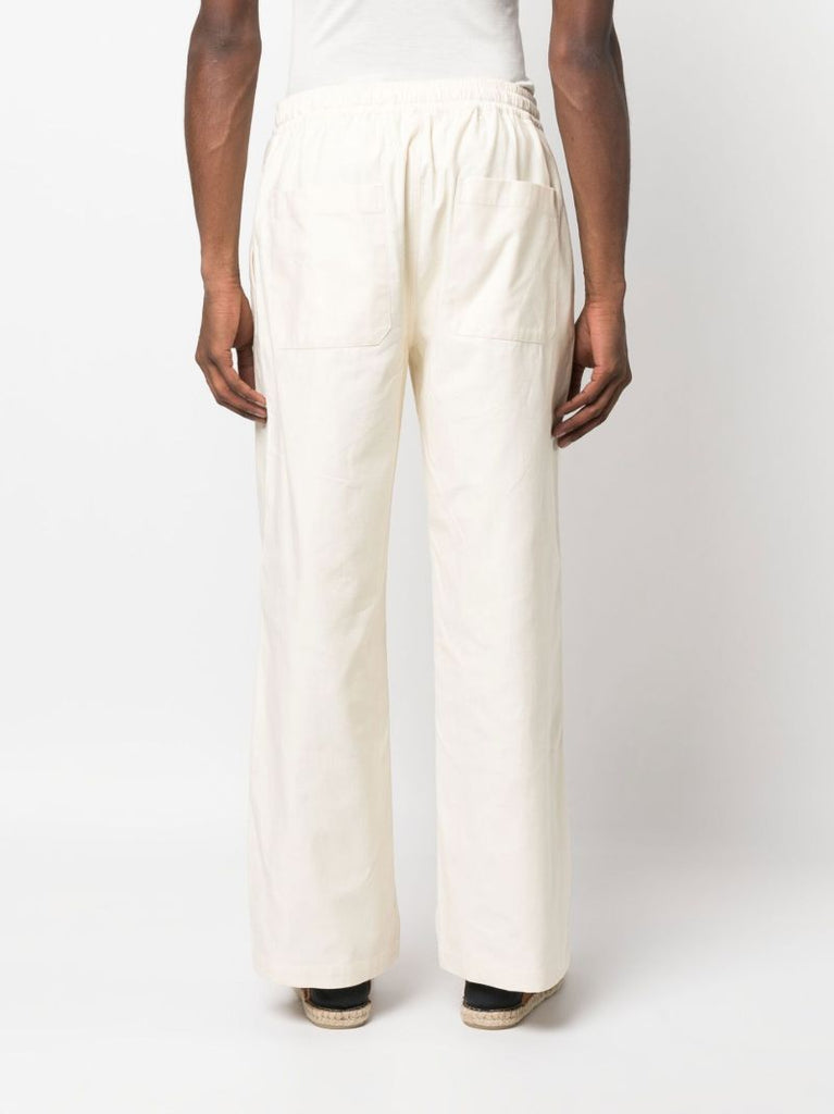 Neutral Drawstring Waist Cotton Trousers