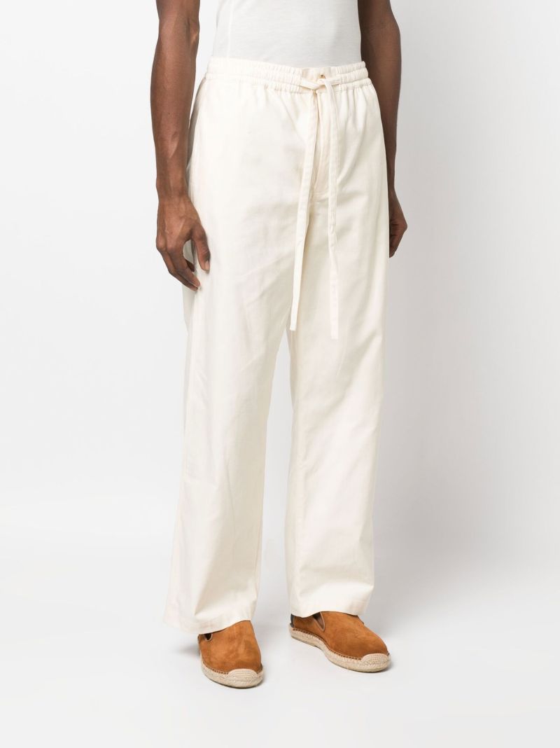 Neutral Drawstring Waist Cotton Trousers