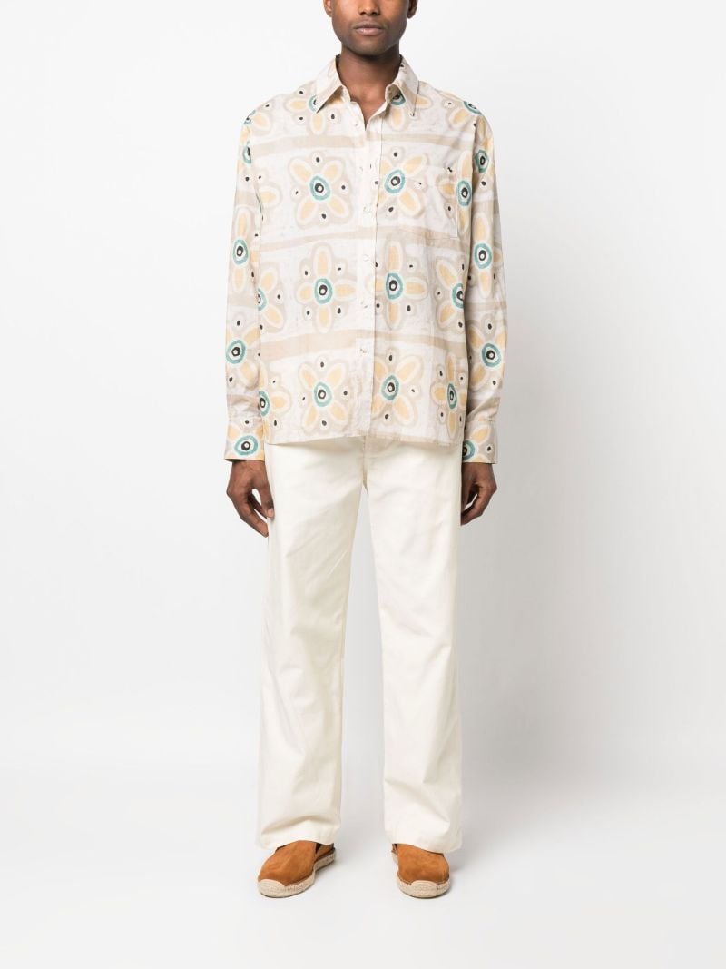 Neutral Drawstring Waist Cotton Trousers