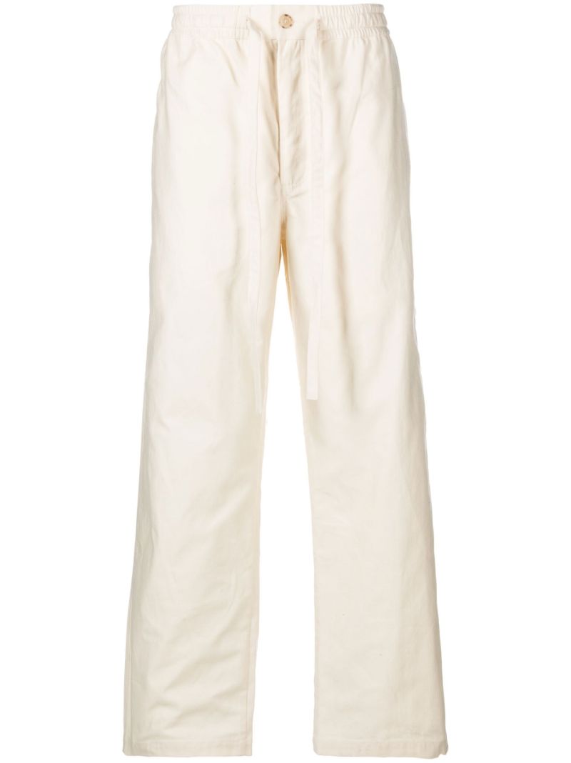 Neutral Drawstring Waist Cotton Trousers