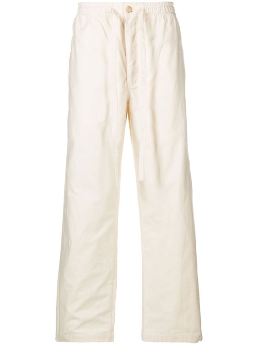 Neutral Drawstring Waist Cotton Trousers