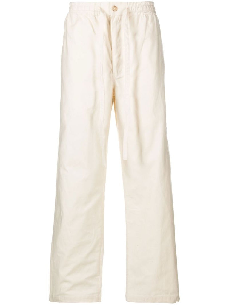 Neutral Drawstring Waist Cotton Trousers