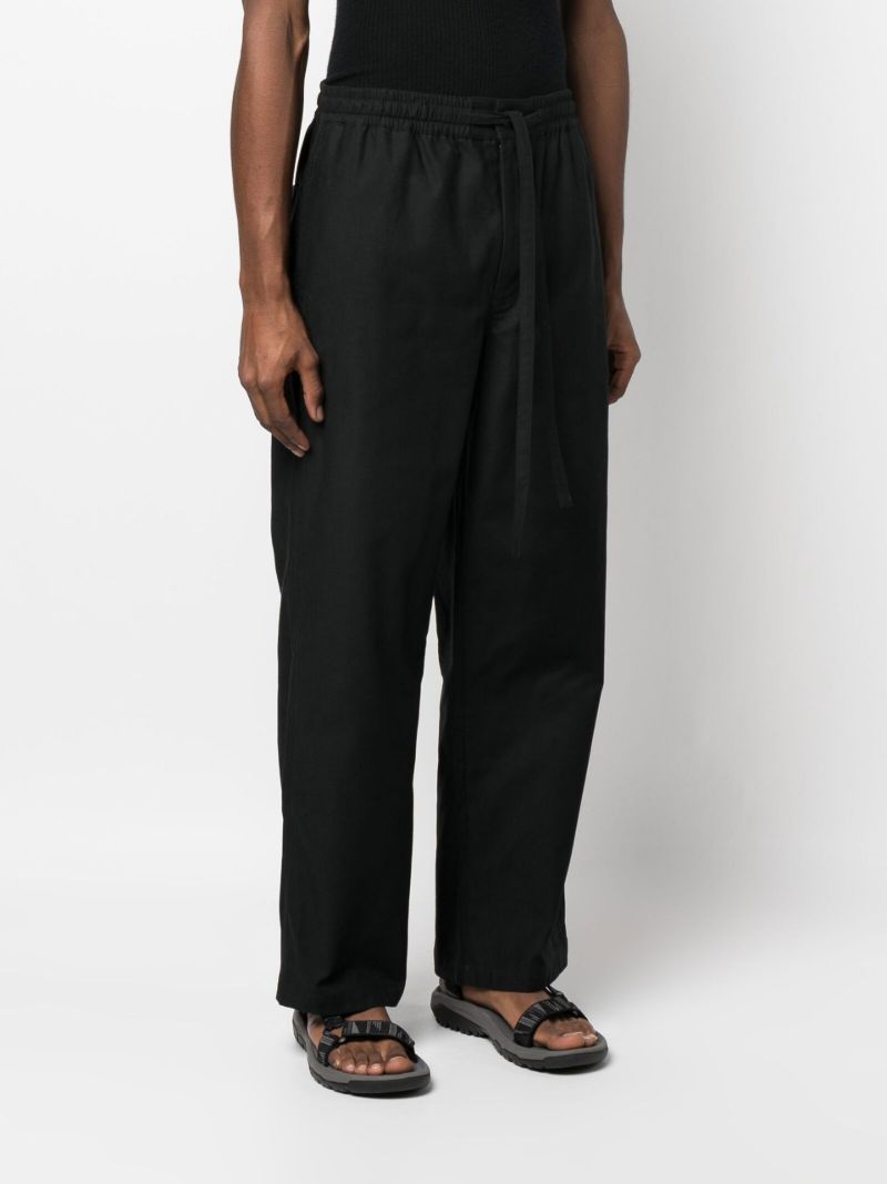 Black Cotton Straight-leg Trousers