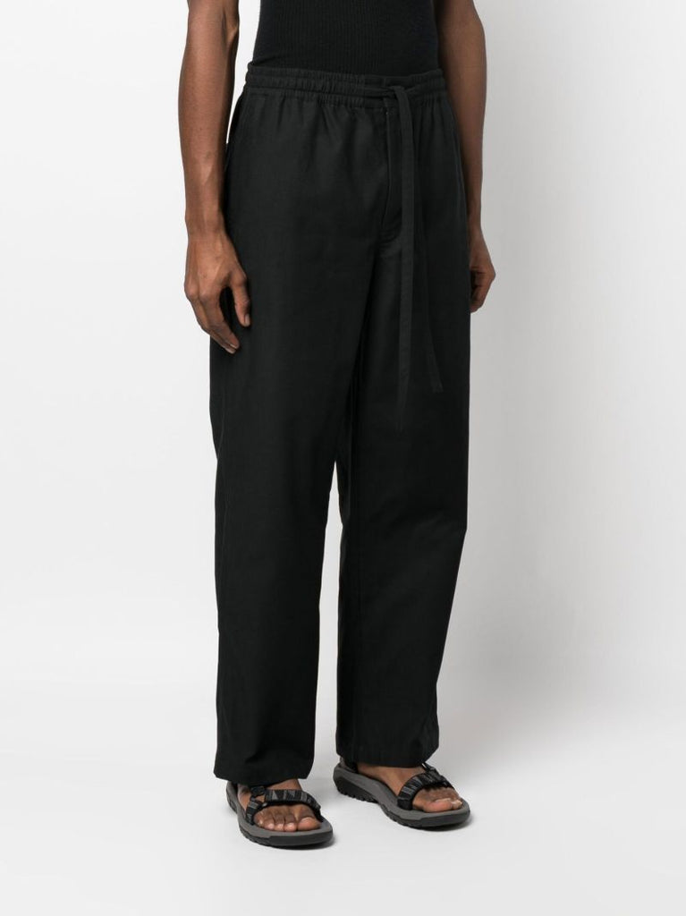 Black Cotton Straight-leg Trousers