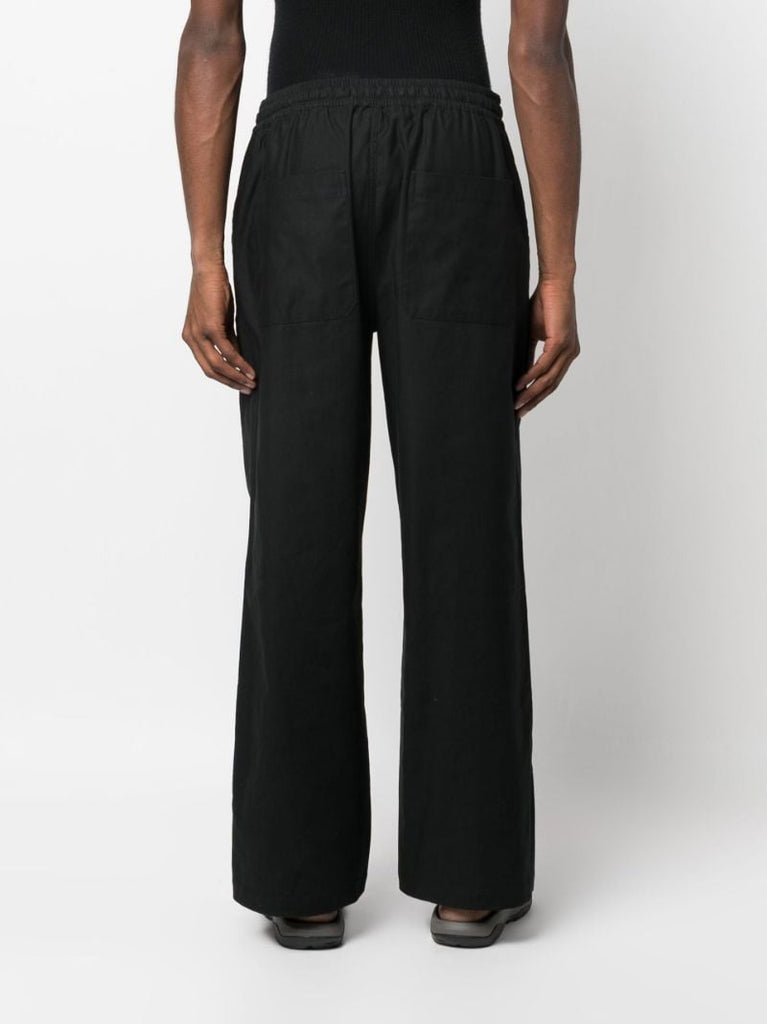 Black Cotton Straight-leg Trousers