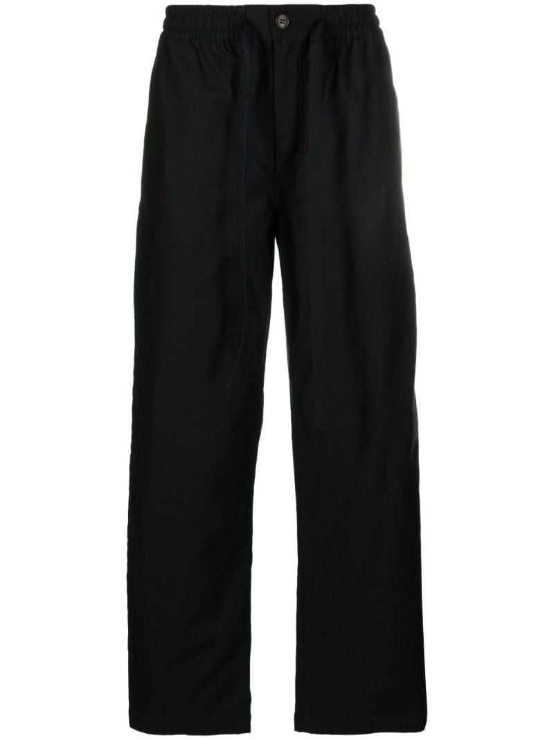 Black Cotton Straight-leg Trousers