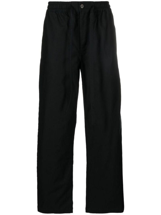 Black Cotton Straight-leg Trousers