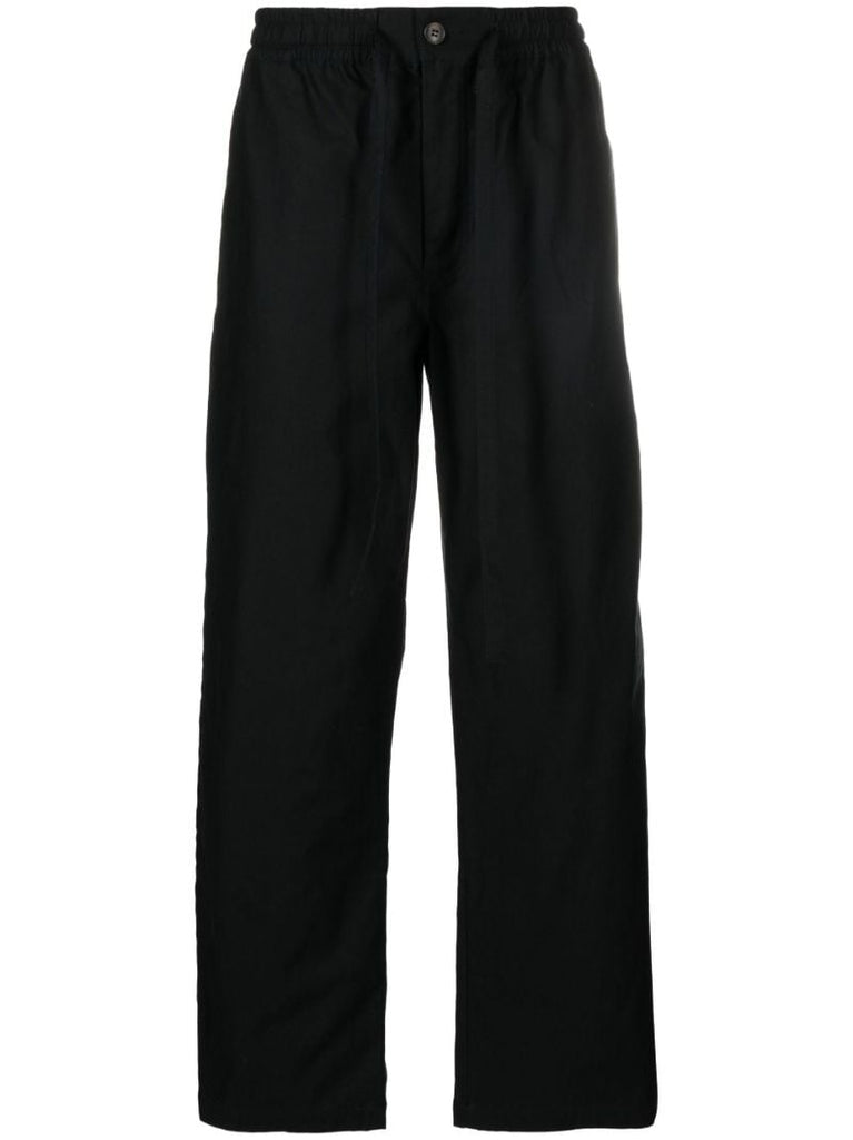 Black Cotton Straight-leg Trousers