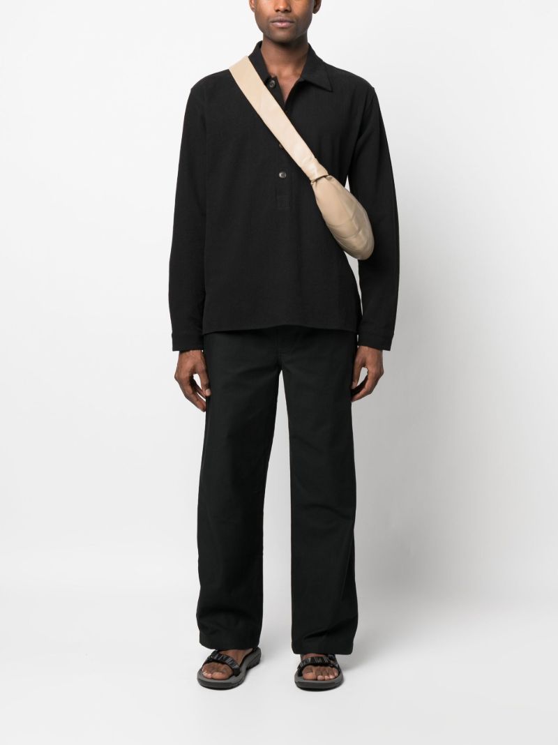 Black Cotton Straight-leg Trousers