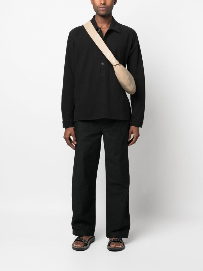 Black Cotton Straight-leg Trousers