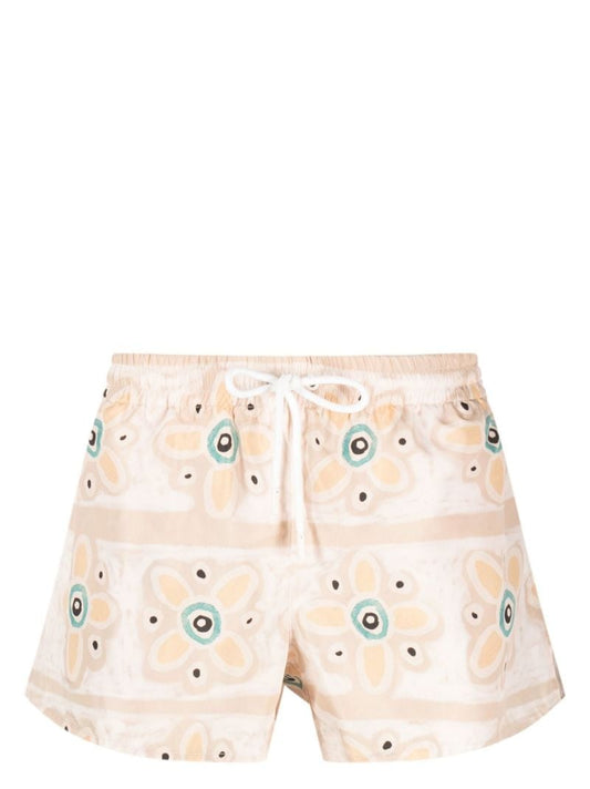 Neutral Floral Print Swim Shorts