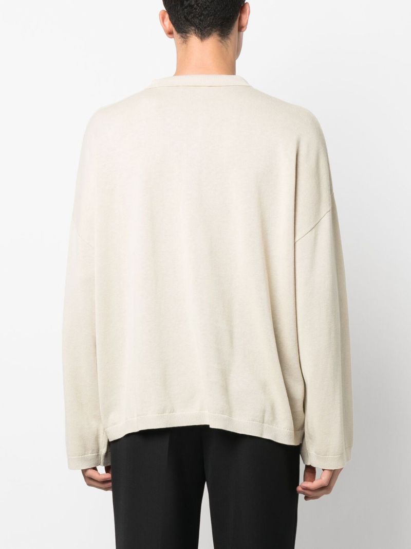 Neutral Long Sleeve Polo Top