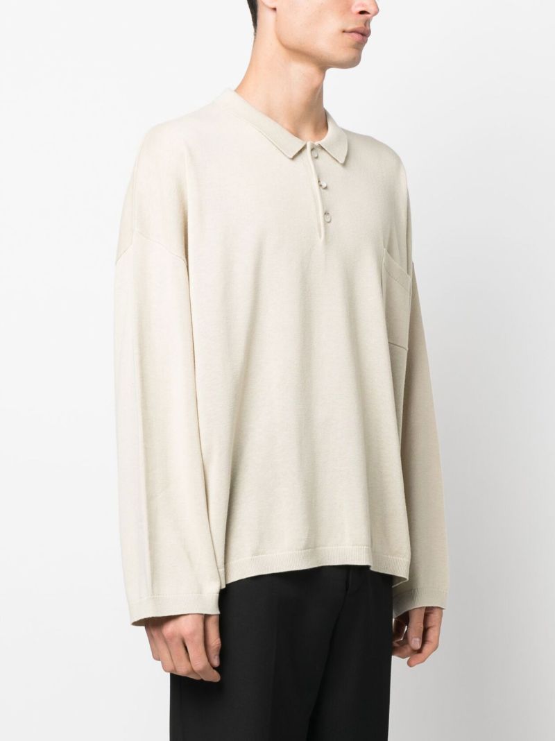 Neutral Long Sleeve Polo Top
