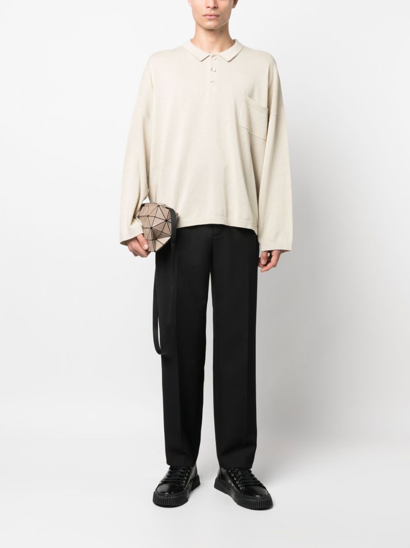 Neutral Long Sleeve Polo Top