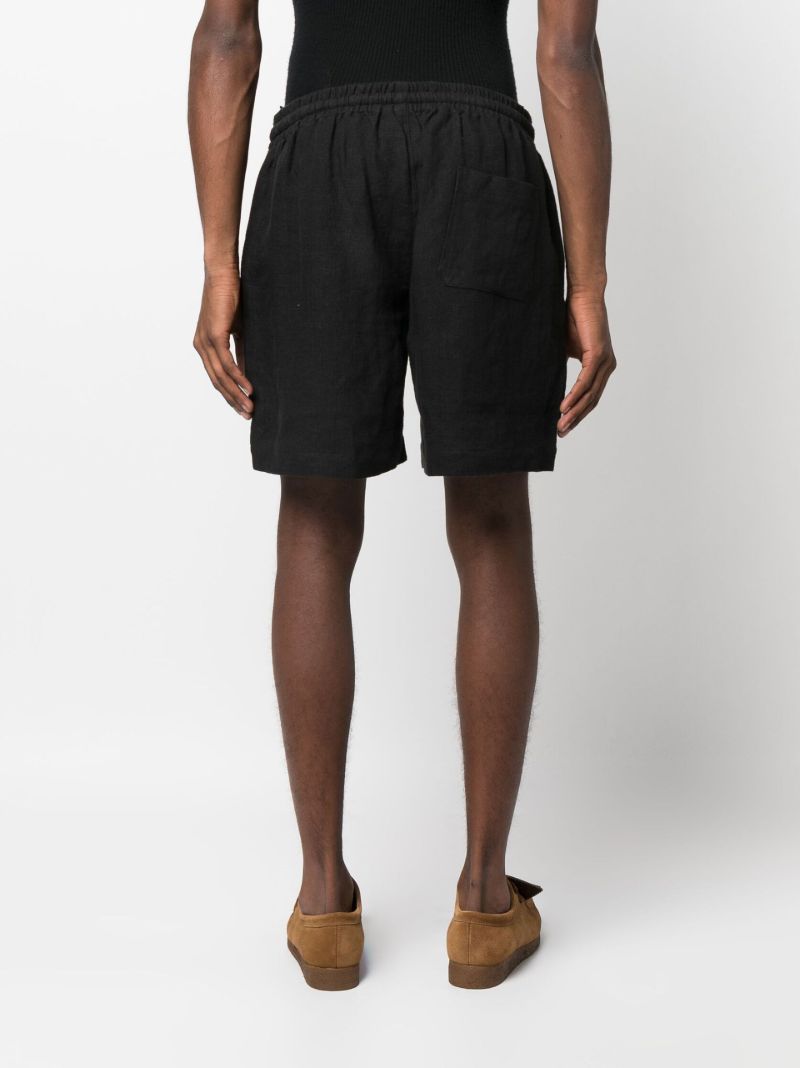 Black Linen Track Shorts