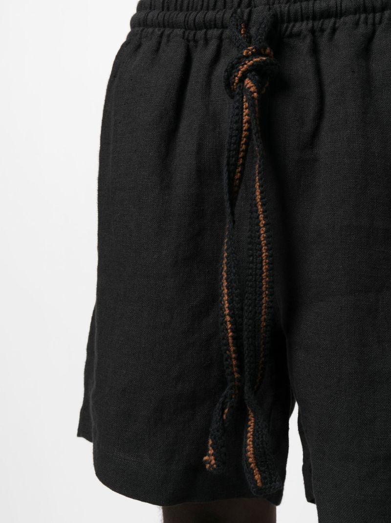 Black Linen Track Shorts