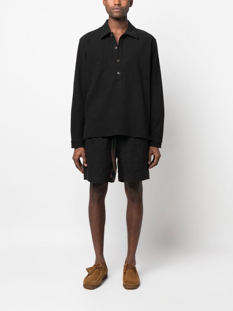 Black Linen Track Shorts