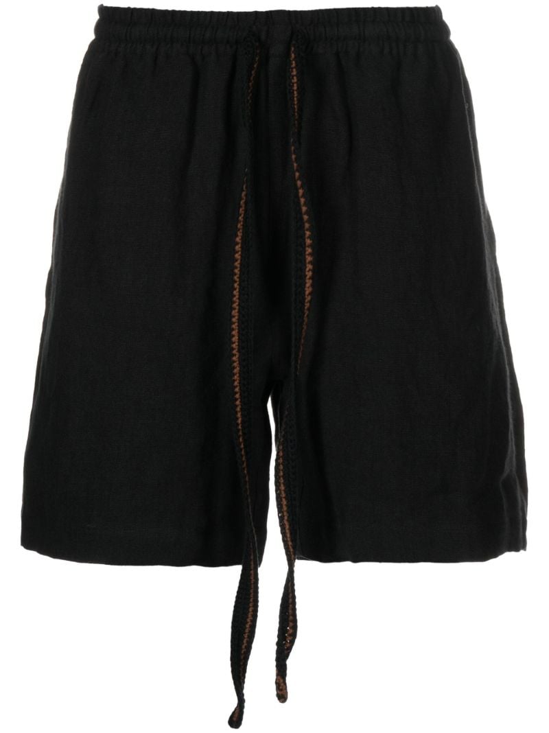 Black Linen Track Shorts