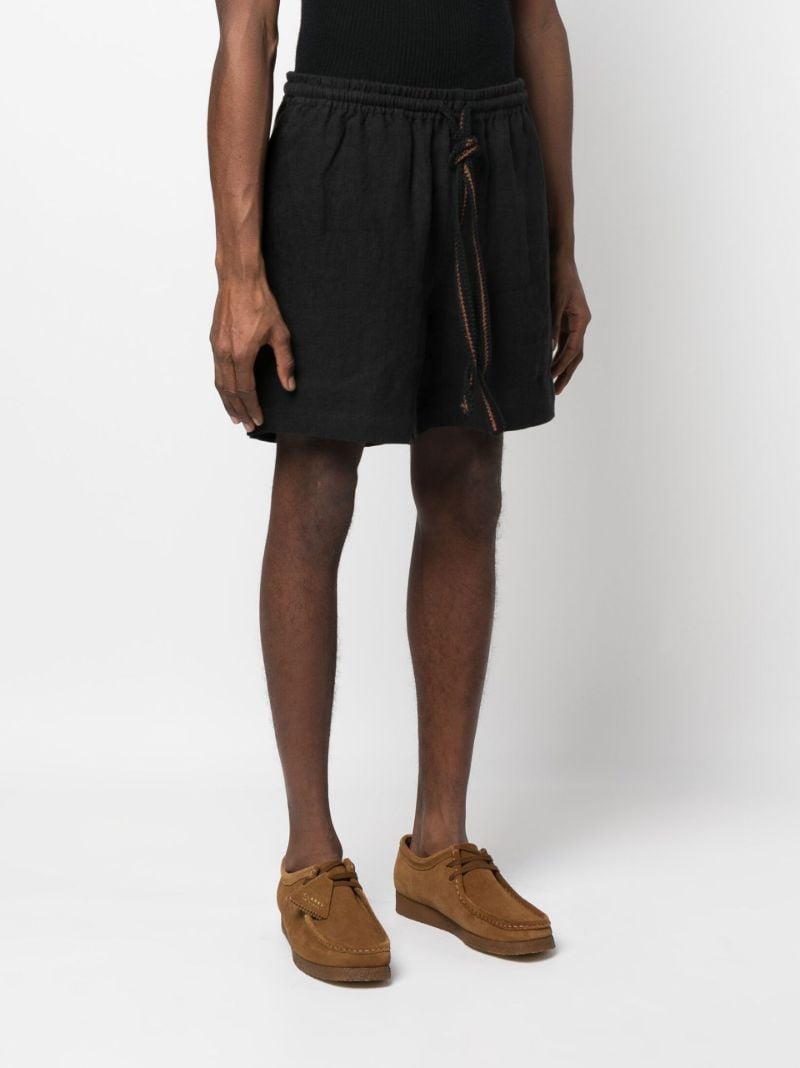 Black Linen Track Shorts