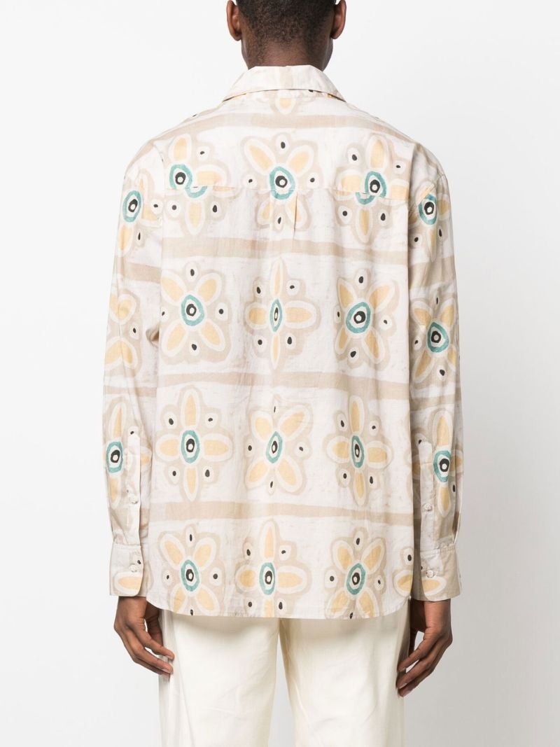 Neutral Floral Print Cotton Shirt