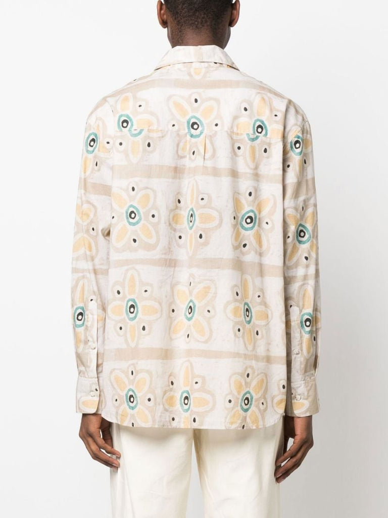 Neutral Floral Print Cotton Shirt