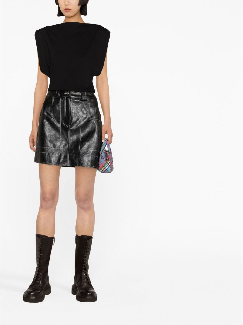 Black Boat Neck Cotton T-shirt