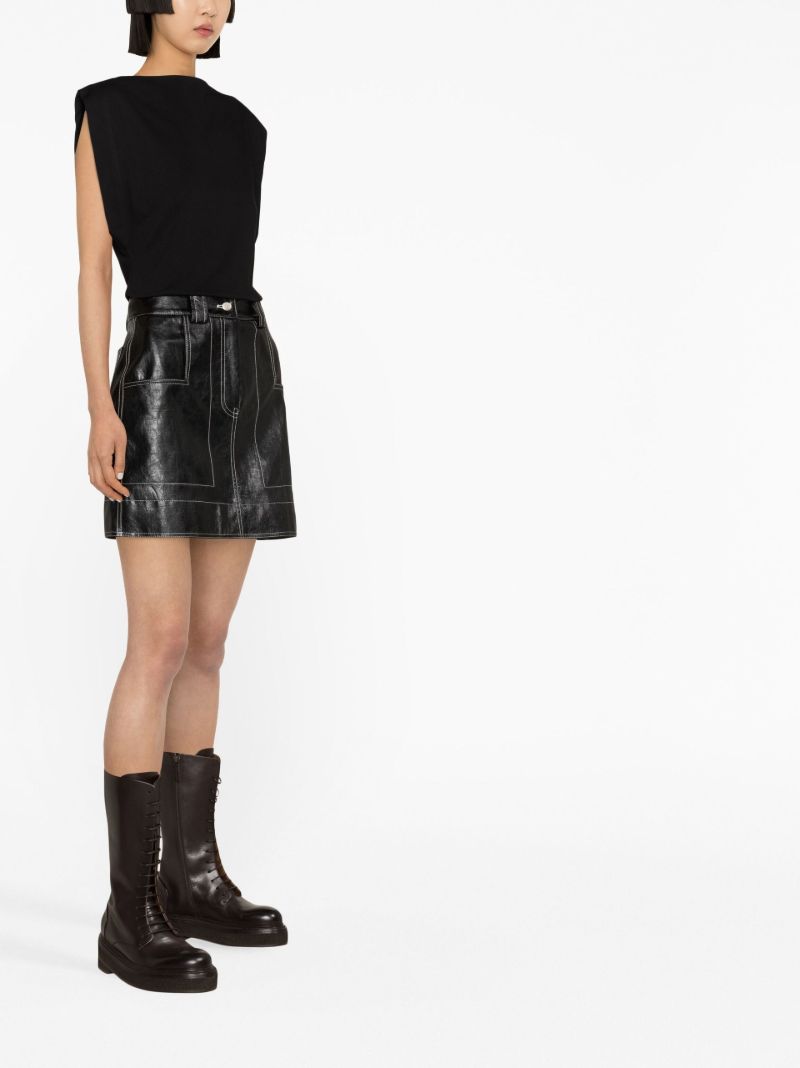 Black Boat Neck Cotton T-shirt